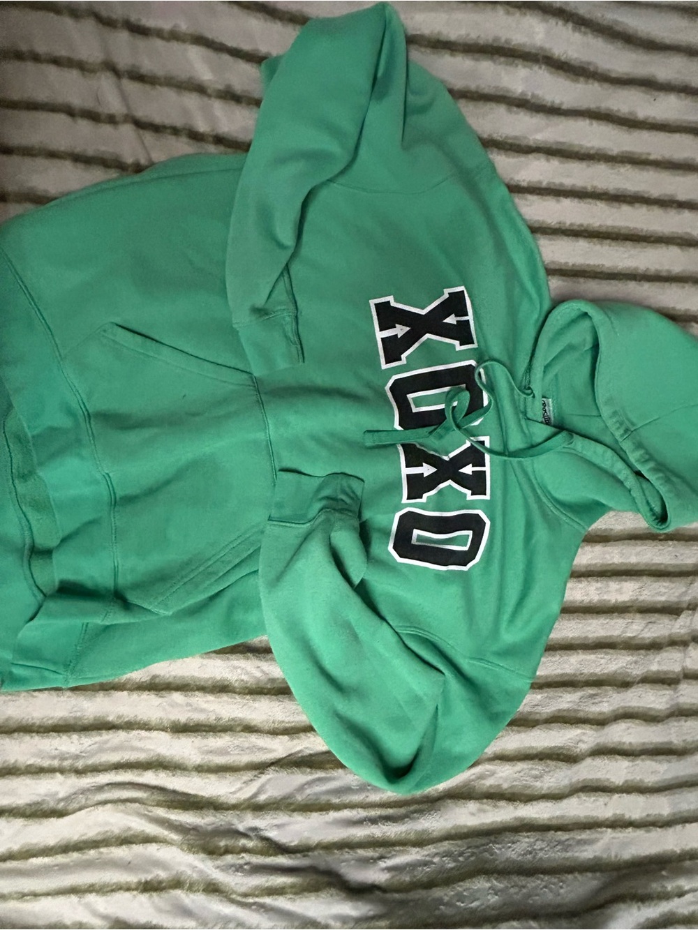 Kids Green Hoodie with XOXO Chest Graphic